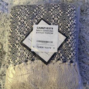 Design Imports Navy Diamond Stitch Throw Blanket 50x60
